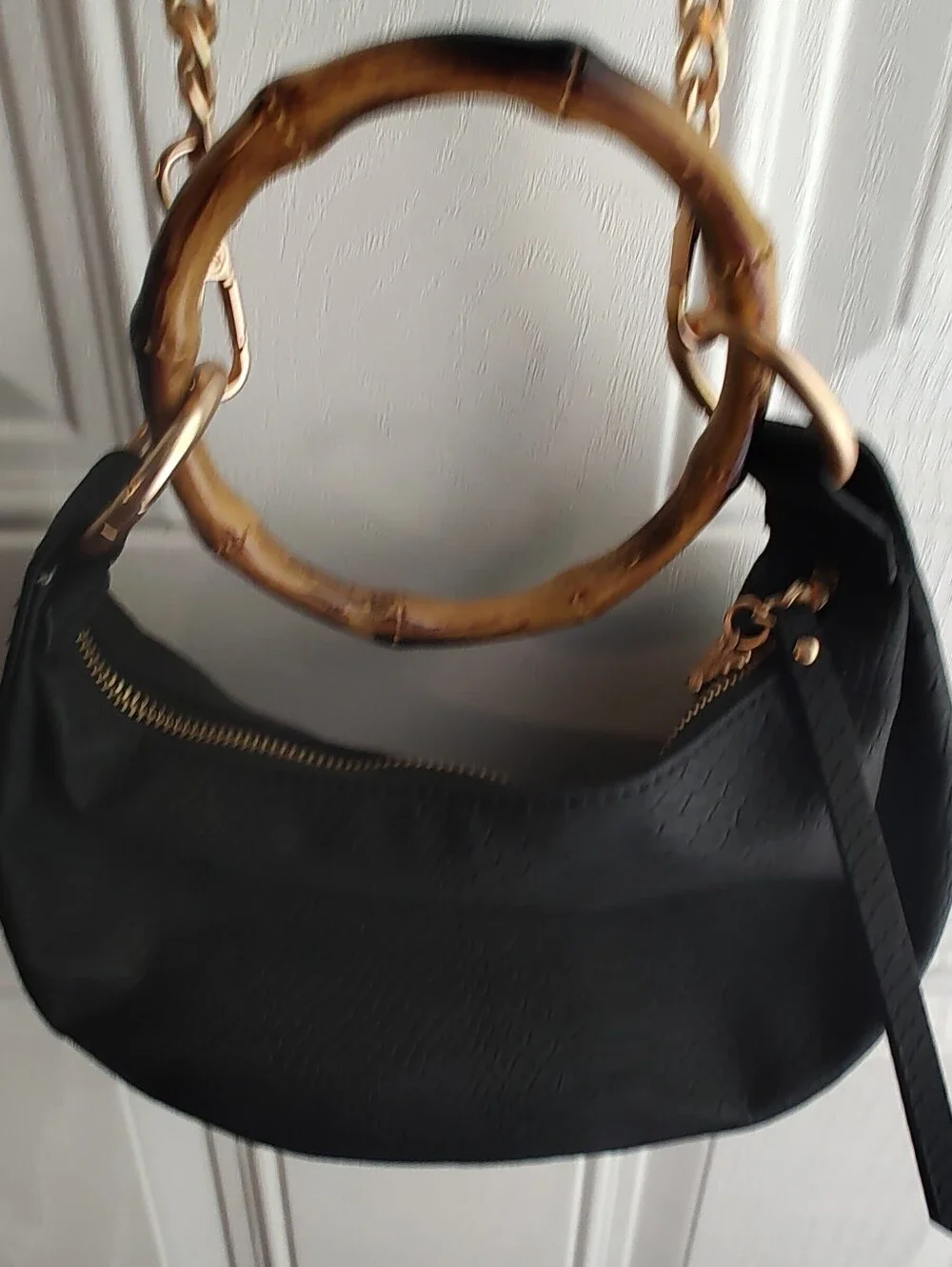 Jessica Simpson Black Textured Hobo Bag Or Shoulder Bag with Gold Accents EUC..